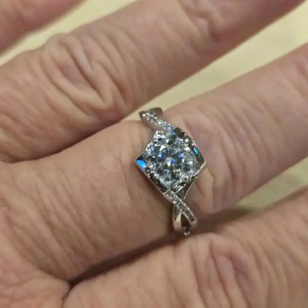 Silver Moissanite Engagement Ring. Size 9